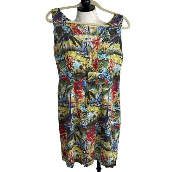 Reyn Spooner Dress Size Medium Vintage Rayon Hawaiian Print Peggy Chun Art Rare - Picture 11 of 13